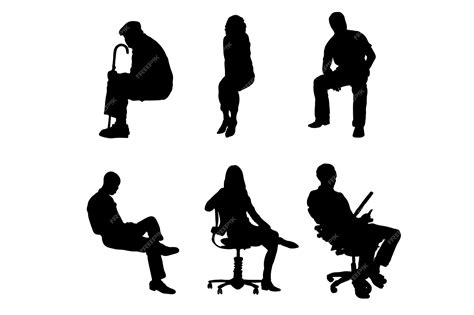 Premium Vector Set Of Silhouettes Of People Sitting Vector Design