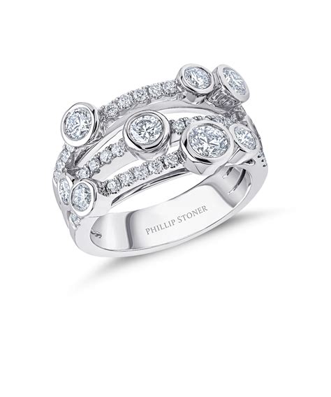 Cascade Diamond Statement Cocktail Ring Platinum Phillip Stoner The