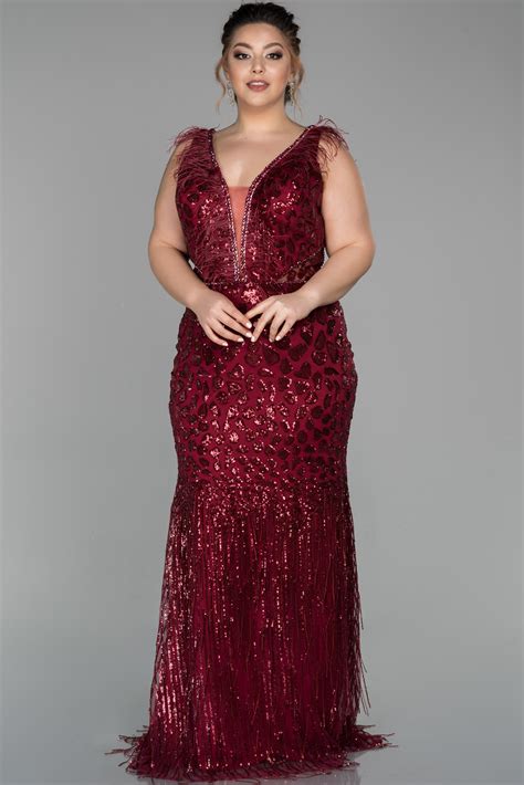 Long Burgundy Plus Size Evening Dress Abu1400