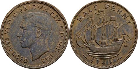 Großbritannien Half Penny 1944 ss MA Shops