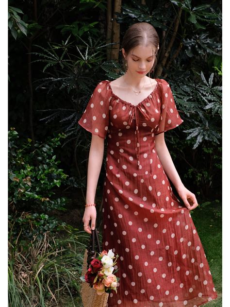 Romantic Flowy Polka Dot Dress The Cottagecore