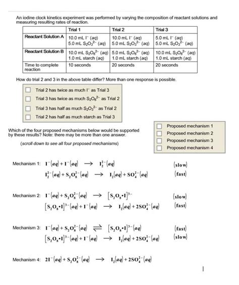 Solved Iodine Clock Experiment Part I Dont Understand H Cheggcom Images