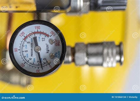 Air Compressor Manometer Measuring Devices Close Up Stock Photo Image