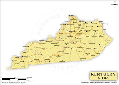 Kentucky Cities Map HD