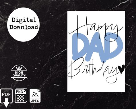 Fathers Day Card Digital Download Happy Fathers Day Printable Card