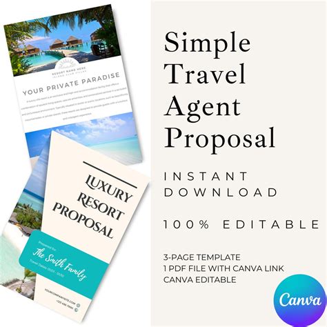 Simple Travel Agency Proposal Template Canva Itinerary Template Canva