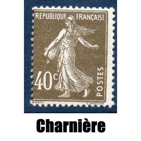 Timbre France Yvert No 193 Semeuse Fond Plein 40ct Brun Olive Neuf