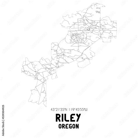 Riley Oregon. US street map with black and white lines. Stock ...