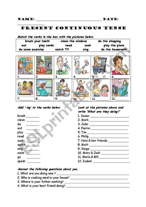 Present Continuous Tense Esl Worksheet By Bburcu