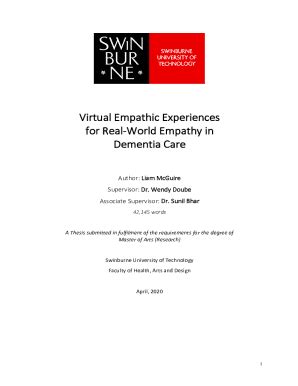 Fillable Online Researchbank Swinburne Edu Virtual Empathic Experiences