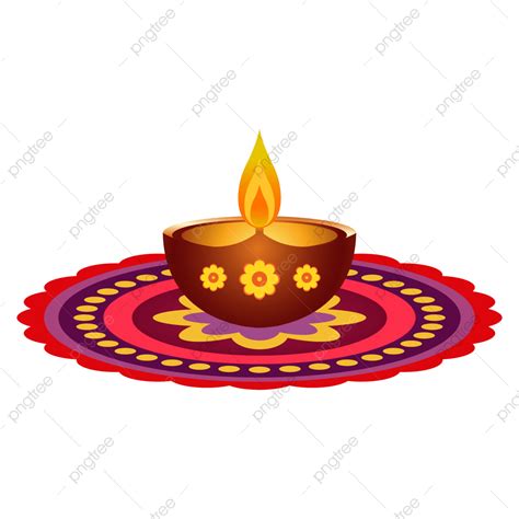 Diwali Diya Vector Hd Images, Diya Colorful Rangoli Diwali Festivals In ...