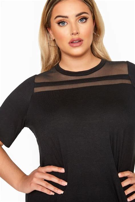 Limited Collection Black Mesh Insert Top Yours Clothing