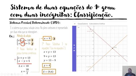 Sistema De Duas Equações Do 1° Grau Com Duas Incógnitas Aula 5