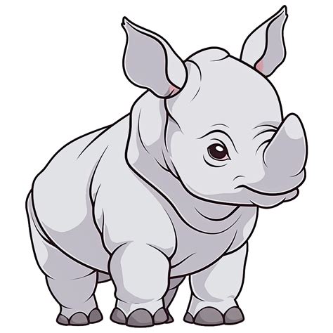 Cute Chibi Rhinoceros Clipart Ai Generative Png