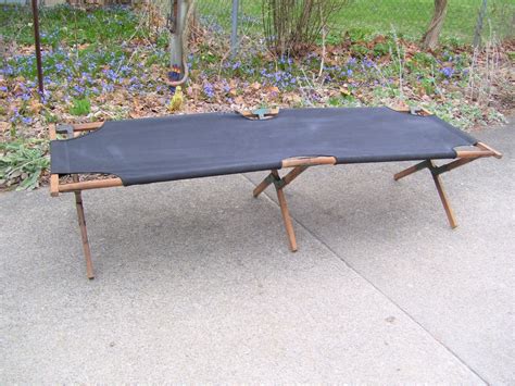 Wood Canvas Cot Folding Wood Cot Military Style Cot Vintage Etsy