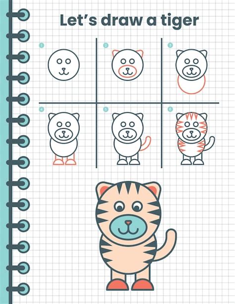 Cómo dibujar un tigre para niños. Sencillos pasos de dibujo para niños ...