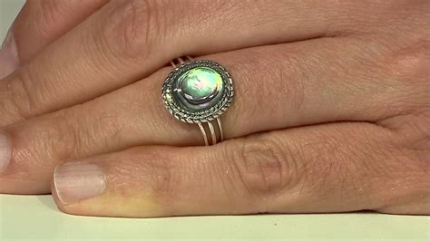 Chinesische Abalone Muschel Sterling Silber Ring