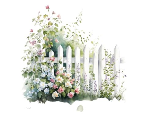 Watercolor Picket Fences Clipart High Quality Pngs Etsy