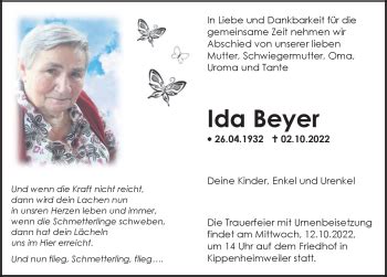 Traueranzeigen von Ida Beyer Schwarzwälder Bote Trauer