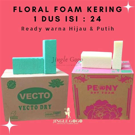 Jual Floral Foam Dus Isi Busa Kering Hijau Putih Gabus Bunga Box