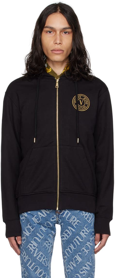 Black V Emblem Hoodie By Versace Jeans Couture On Sale