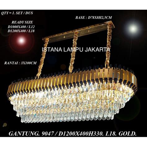 Jual LAMPU GANTUNG HIAS KRISTAL MINIMALIS MODERN MEJA MAKAN D100x40 CM