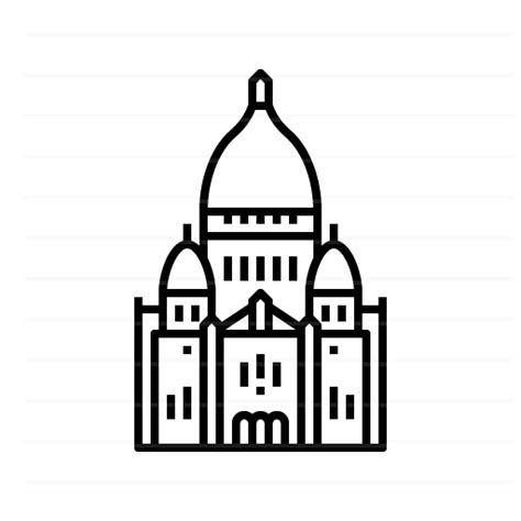 Paris France Sacr Cour Basilica Outline Landicons