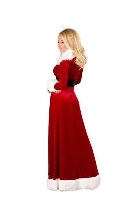 Déguisement De Mère Noël Sexy Long Manteau En Velours Rouge