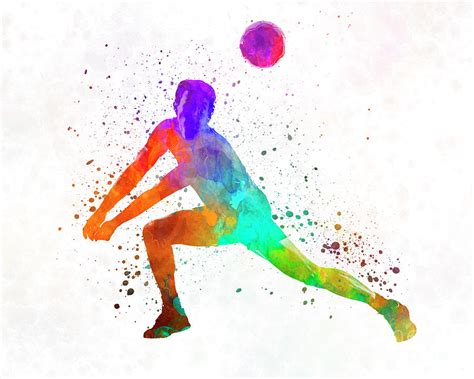 Volley Ball Player Man 03 In Watercolor Painting By Pablo Romero Fine