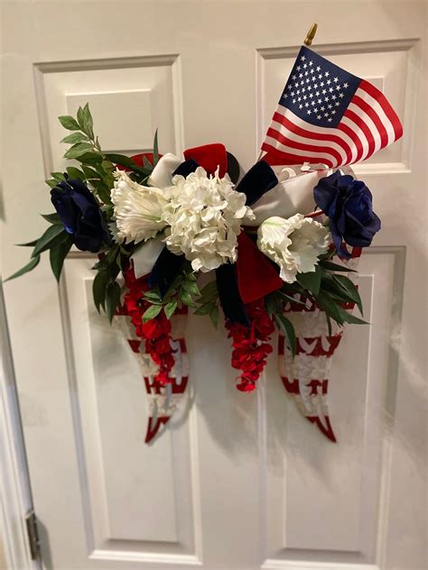 Patriotic Angel Wings Wreath Grave Decor July 4th Wreath Etsy