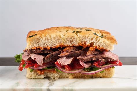 Tri-Tip Steak Sandwich on Grand Central Foccacia bread