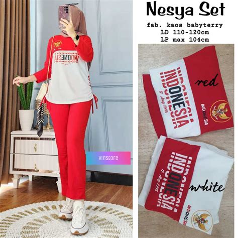 Jual Dewiya Set Nesya Set Zainab Setelan Baju Wanita Olahraga Merah