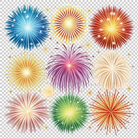 Firework Different Colors Set Premium AI Generated PSD