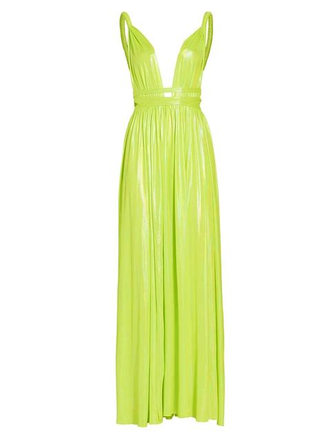 Bronx And Banco Goddess Metallic Floor Length Gown In Green Lyst