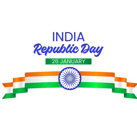 India Republic Day Lettering Text With Flag Indian Republic Day