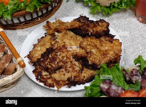 Traditional Draniki Shallow Fried Potato Pancakes Also Called Latkas