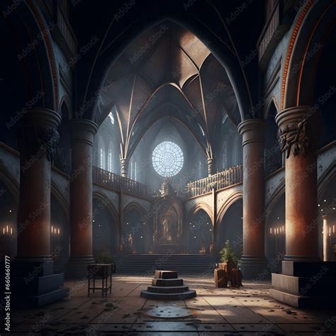 viking cathedral epic 4k photorealistic interior Stock Illustration ...