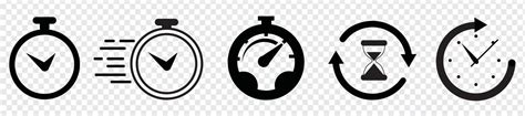 Timers Icon Set On Transparent Background Stopwatch Symbol Countdown