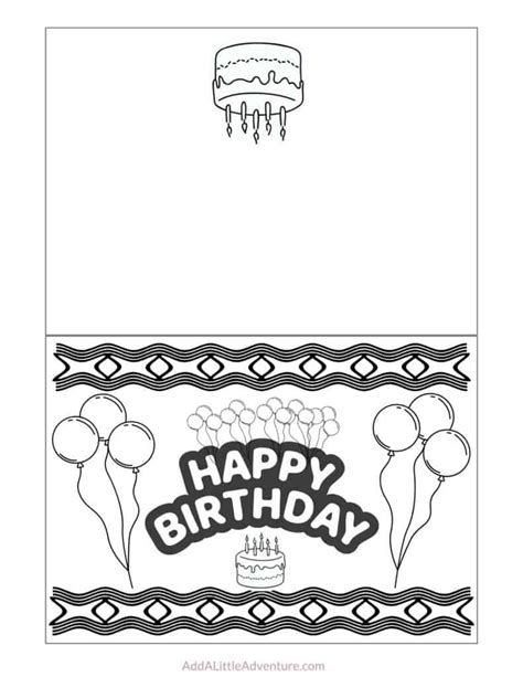 Birthday Wishes Foldable Printable Birthday Cards To Color