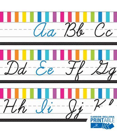 JUST TEACH Carsondellosa Cursive Alphabet Printable Alphabet Wall