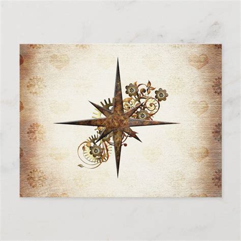 Steampunk Compass Star Postcard Zazzle