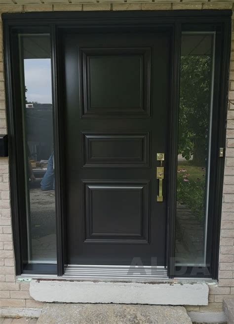 Black Front Door with 2 Direct Set Sidelights | Black Steel Door