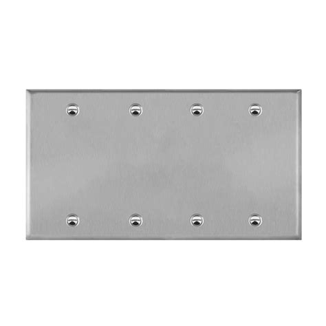 Blank Cover Four Gang Metal Wall Plate Enerlites