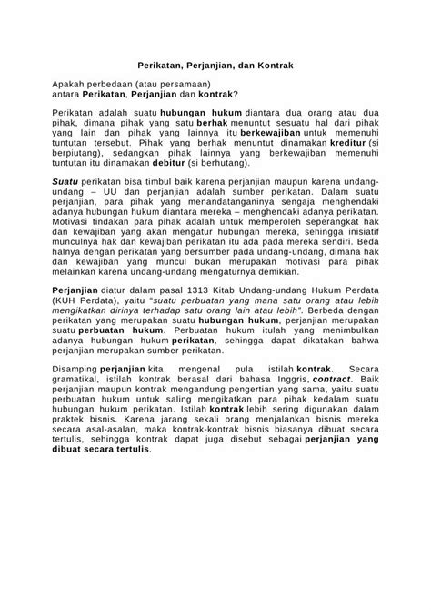 Pdf Perikatan Perjanjian Dan Kontrak Kontrak Hubungan Hukum