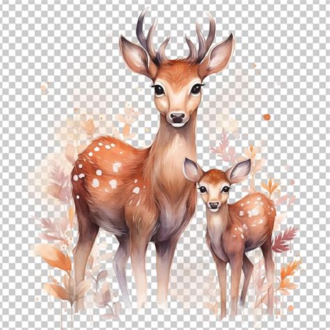 Aquarelle Famille De Cerfs Clipart Sublimation Png Psd Premium