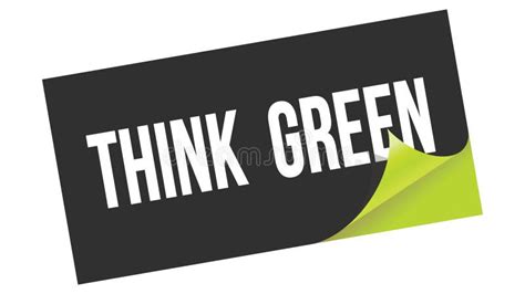 THINK GREEN Text On Black Green Sticker Stamp Stock Illustration