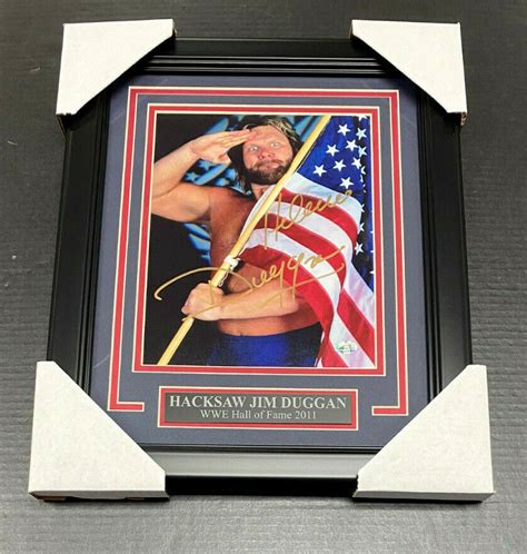 HACKSAW JIM DUGGAN USA FLAG AUTOGRAPHED SIGNED 8X10 PHOTO FRAMED EBay