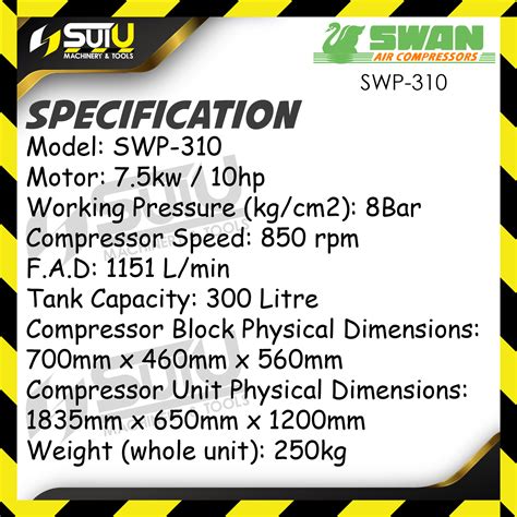 Swan Swp Swp Hp Bar L Air Compressor Kompressor Kw