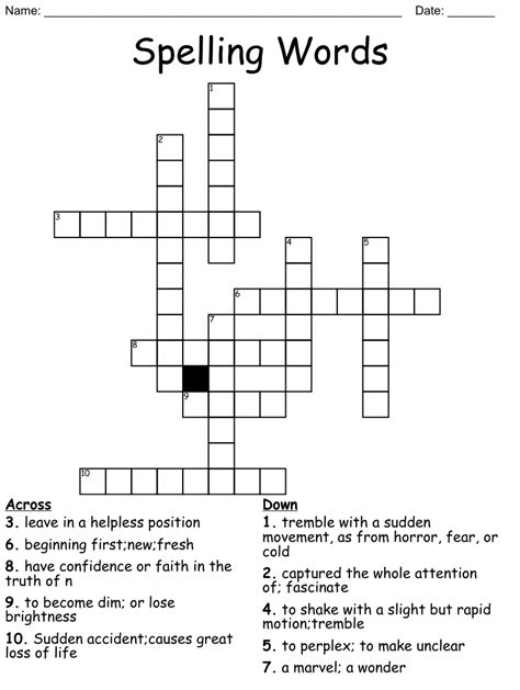 Spelling Words Crossword WordMint