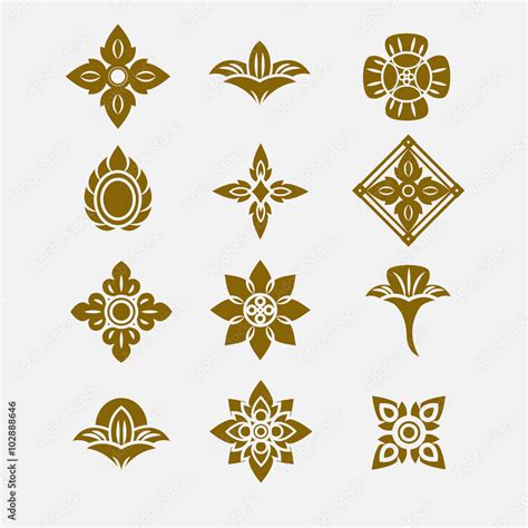 Thai Ornament Vector Set Of Thai Art Design Stock Vector Adobe Stock